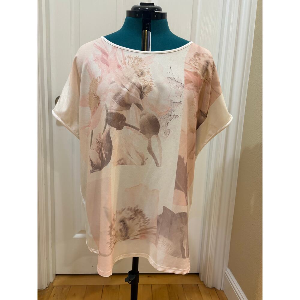 Women's Size 2XL Gerry Weber Floral Tunic in White and Blush